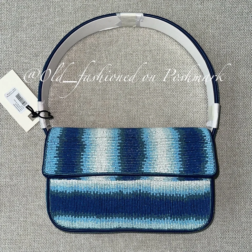 Price Firm - STAUD Tommy Ombré Striped Beaded Shoulder Bag in Ride the Wave - Picture 5 of 11